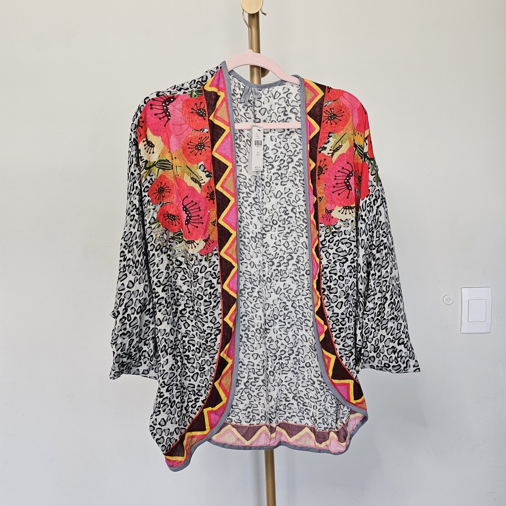 NWT Anthropologie BI^nk London Kimono Floral Animal Print One Size - Picture 3 of 8